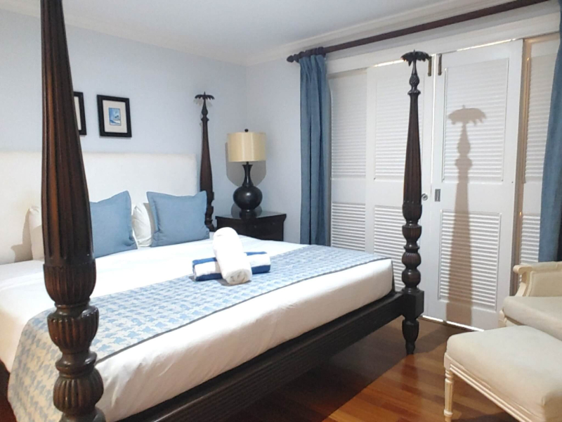 St. Lucia Real Estate Cap Cove – 3 Bedroom Townhouse + 1 Bed Cottage four-poster bed
