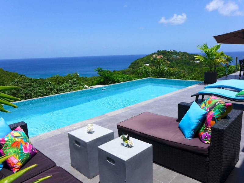 st lucia real estate 3-Bedroom Villa with Breathtaking Caribbean Sea Views pool