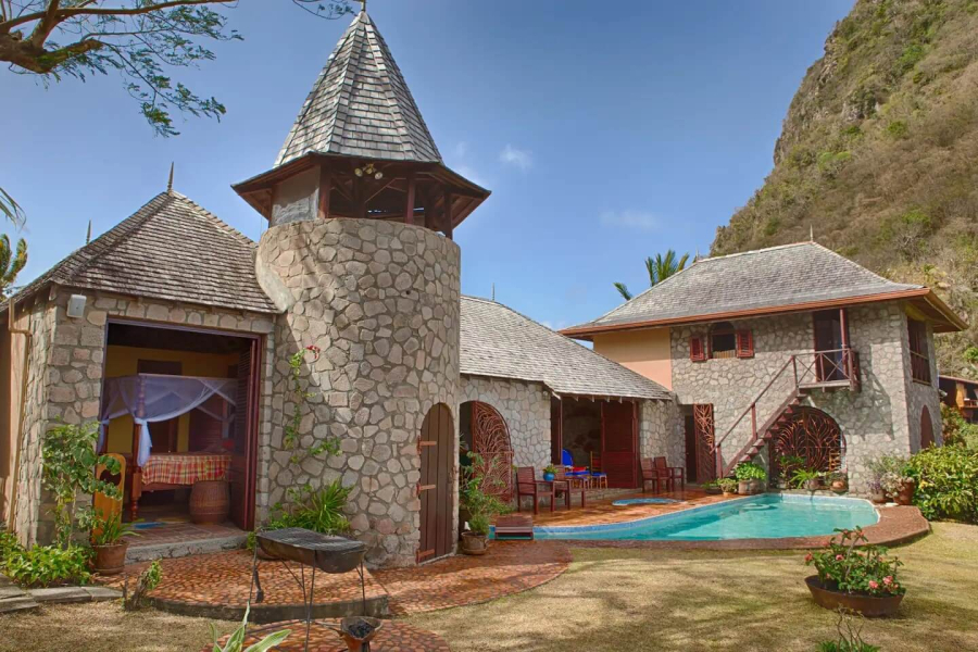 St. Lucia Real Estate Villa Piton stone architecture